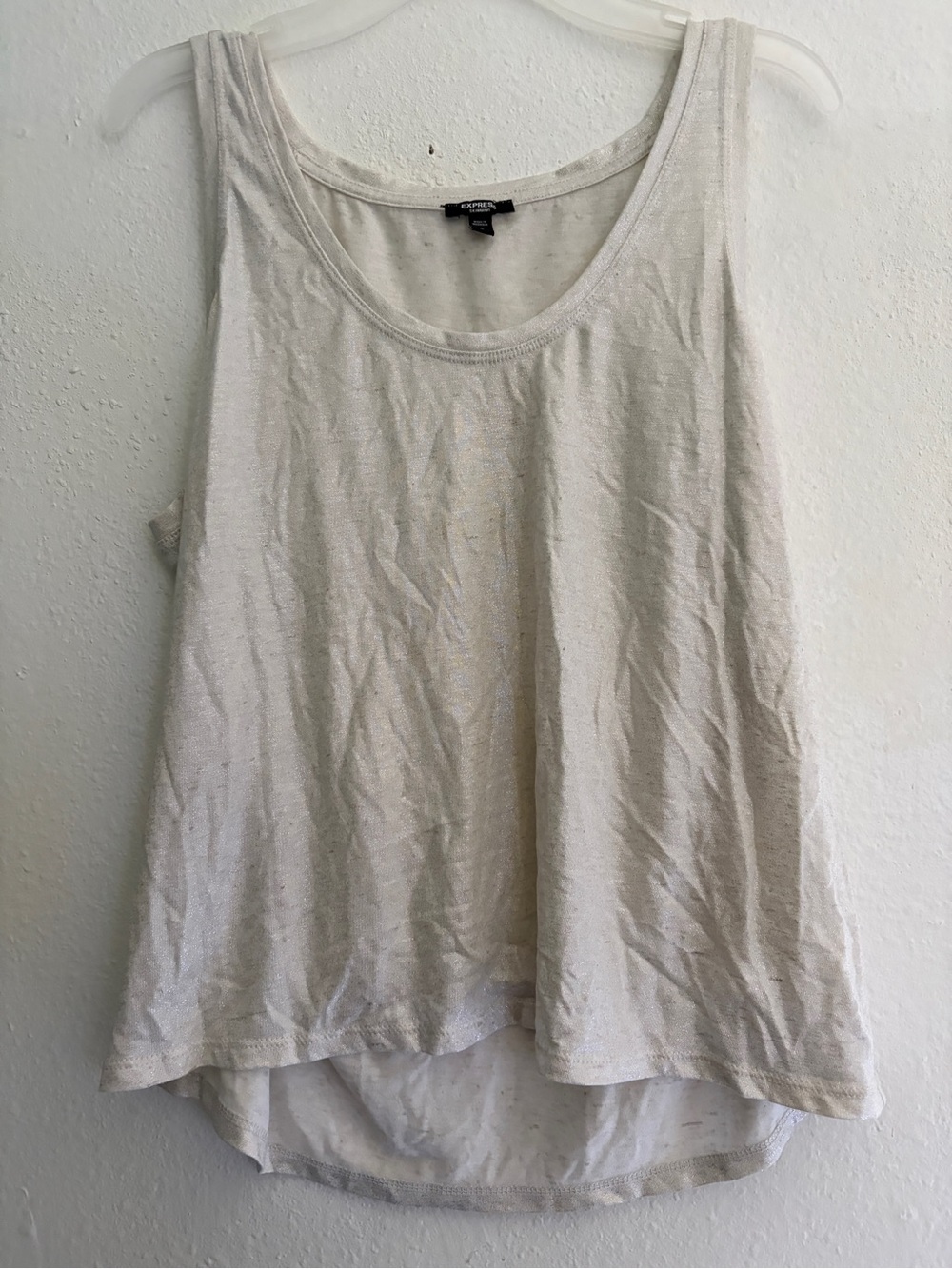 Express Shimmery Cream Scoop Neck Tank Top